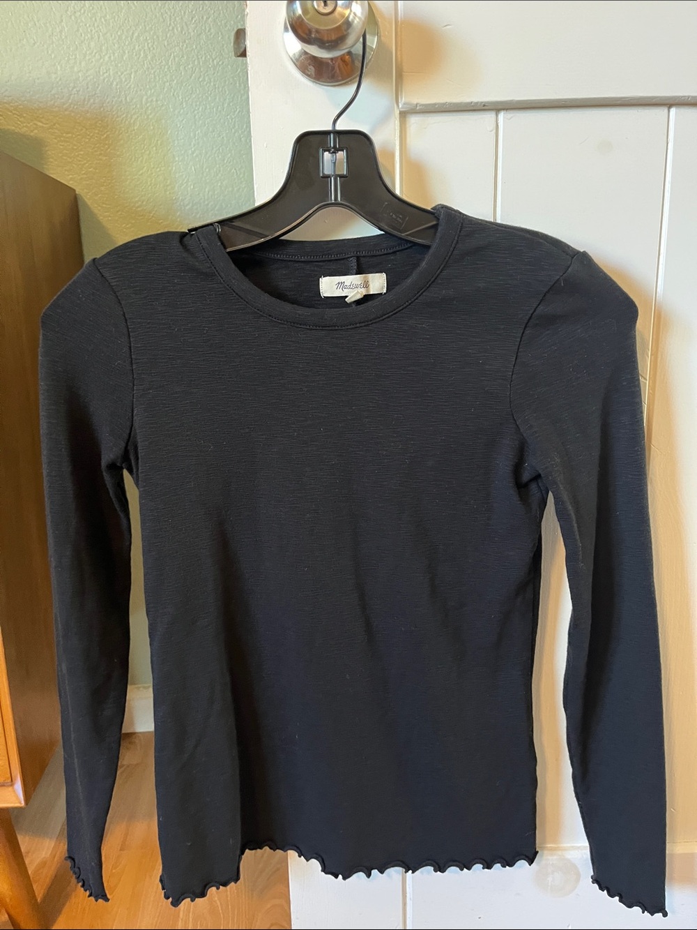 Madewell Black Lettuce Edge Long Sleeve Top- NWOT